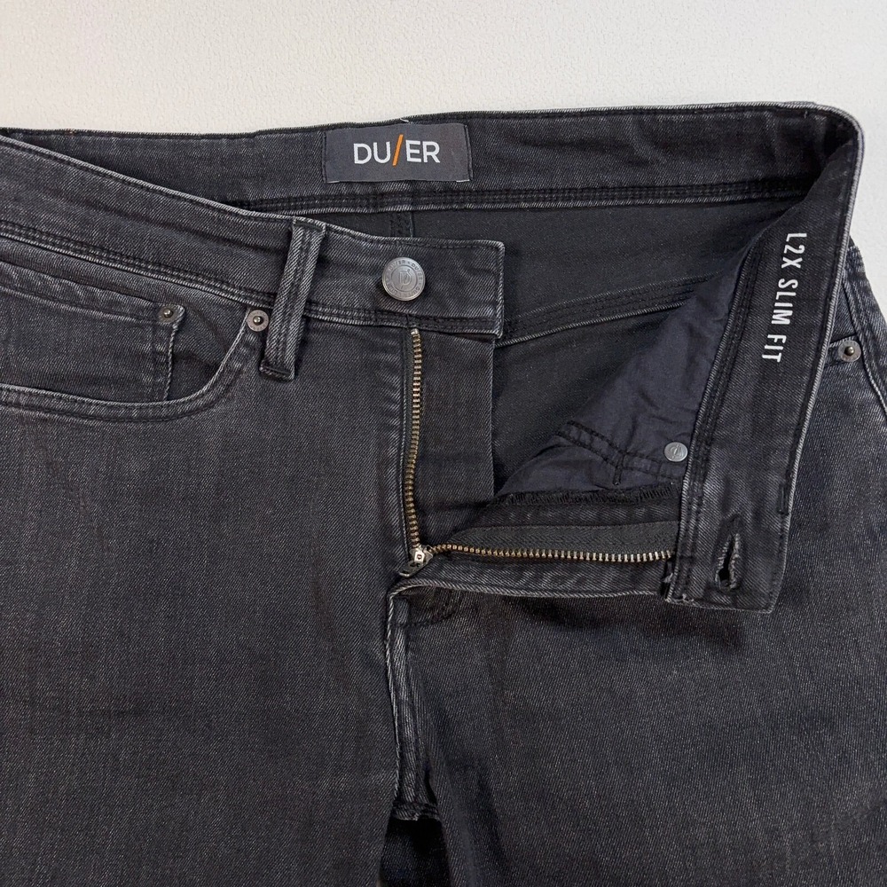 DU/ER L2X Shorts Men's 30x12 Faded Black Slim Fit Stretch Denim MLS9D003‎ - Picture 5 of 16